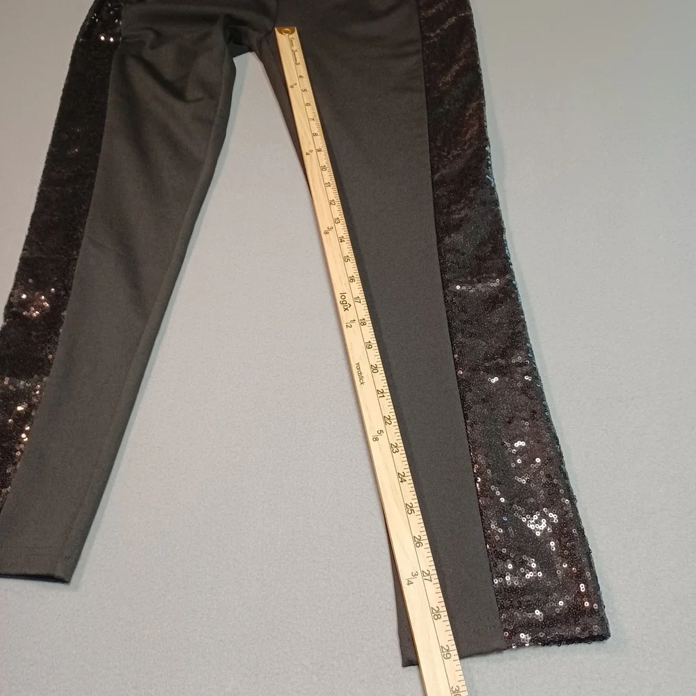 Venus Black Sequin Side Panel Leggings Womens Large Elastic Waist J81528 FA18